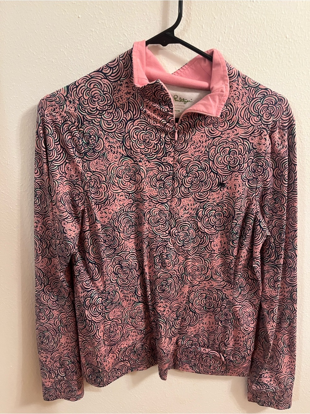 Lilly Pulitzer Pink Floral-Print Quarter Zip Pullover